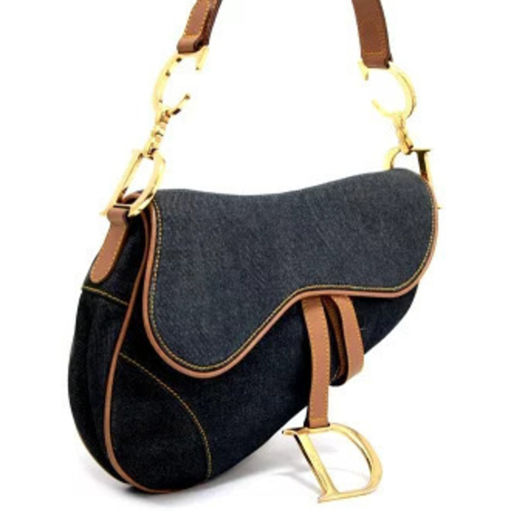Christian Dior Saddle Bag One Shoulder Hobo Denim Indigo Blue - Picture 3 of 6